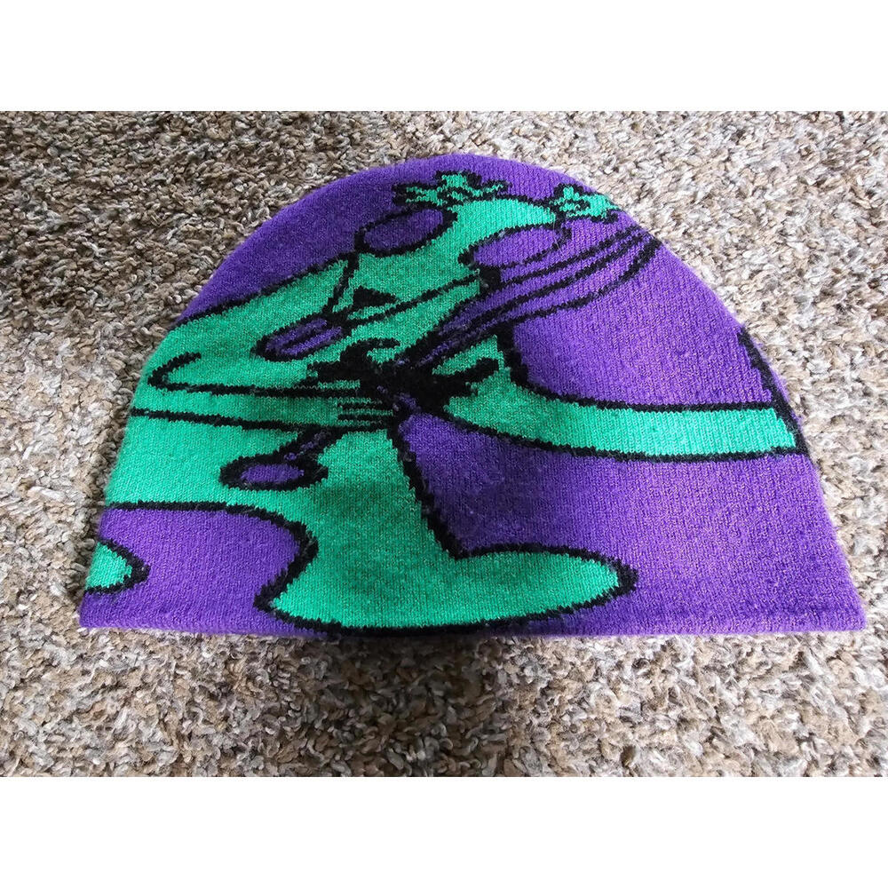 Purple Winter Beanie Hat Alien Dog Sword